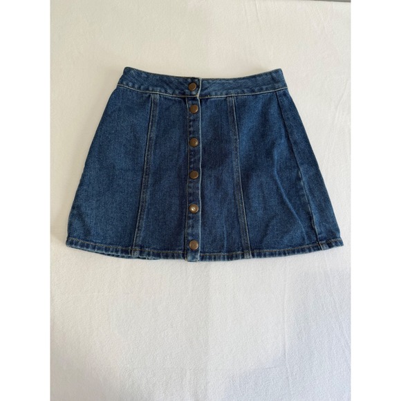 Melville Dresses & Skirts - Melville Denim Mini Skirt Women 25 Blue Button Front A-Line Classic Preppy Boho
